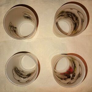 Set of 4 1950s Currier & Ives Scenic Frosted Drinking Tumblers Glasses